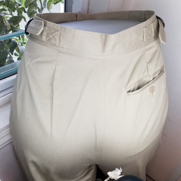 Ultra High Waisted Pants Vtg Academia corset Khaki Pleat Front Cotton pants 6 - Picture 7 of 12